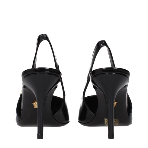Versace Black Patent Leather Slingback Pumps – Women's High Heels Shoes